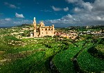 A drone's gaze captures The Sanctuary of Ta’ Pinu in Gozo, Malta