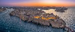 Panoramic aerial view of Valletta, Sliema, Birgu in Malta island
