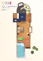 Beach villa s bazénem půdorys