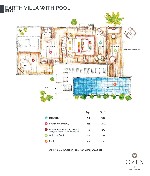 Earth villa s bazénem - půdorys