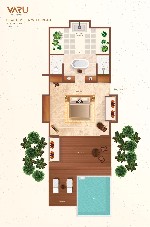 Beach villa s bazénem půdorys