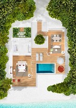 Plážová suita s bazénem - půdorys