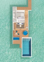 Vodní vila Duplex s bazénem - půdorys přízemí