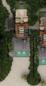 Beach vila, soukromý bazén - půdorys