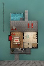 Water vila, soukromý bazén - půdorys