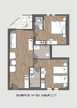 Rodinný pokoj superior - 2 ložnice - půdorys