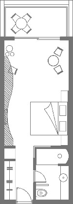 Junior suite - strana k moři - půdorys