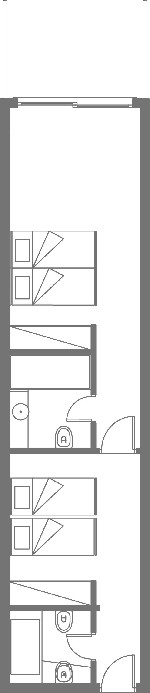 Rodinný pokoj - 2 ložnice - půdorys