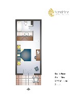 Dvoulůžkový pokoj s výhledem do zahrady - půdorys