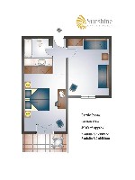 Rodinný pokoj s výhledem do zahrady - půdorys