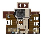 Island suita - 2 ložnice - půdorys