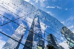 The Freedom Tower in New York City reflecting