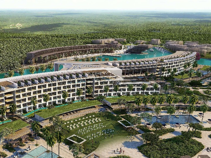 Letecký pohled na hotel - vizualizace 